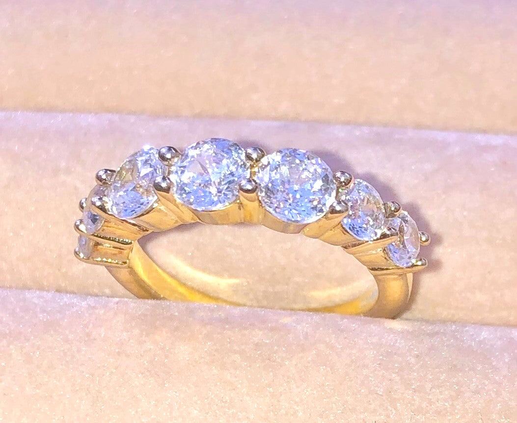 Gold Plated 7 Stone "Diamond" Ring