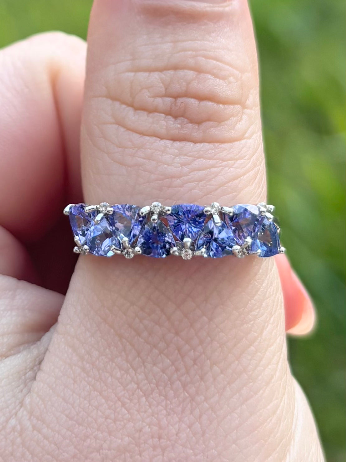 Trillion Tanzanite Ring with Zircon Accents