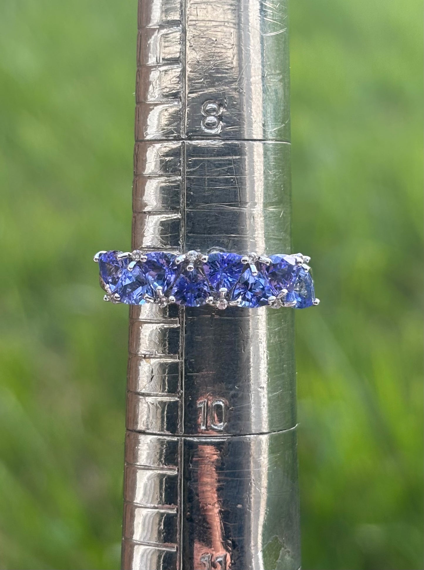 Trillion Tanzanite Ring with Zircon Accents