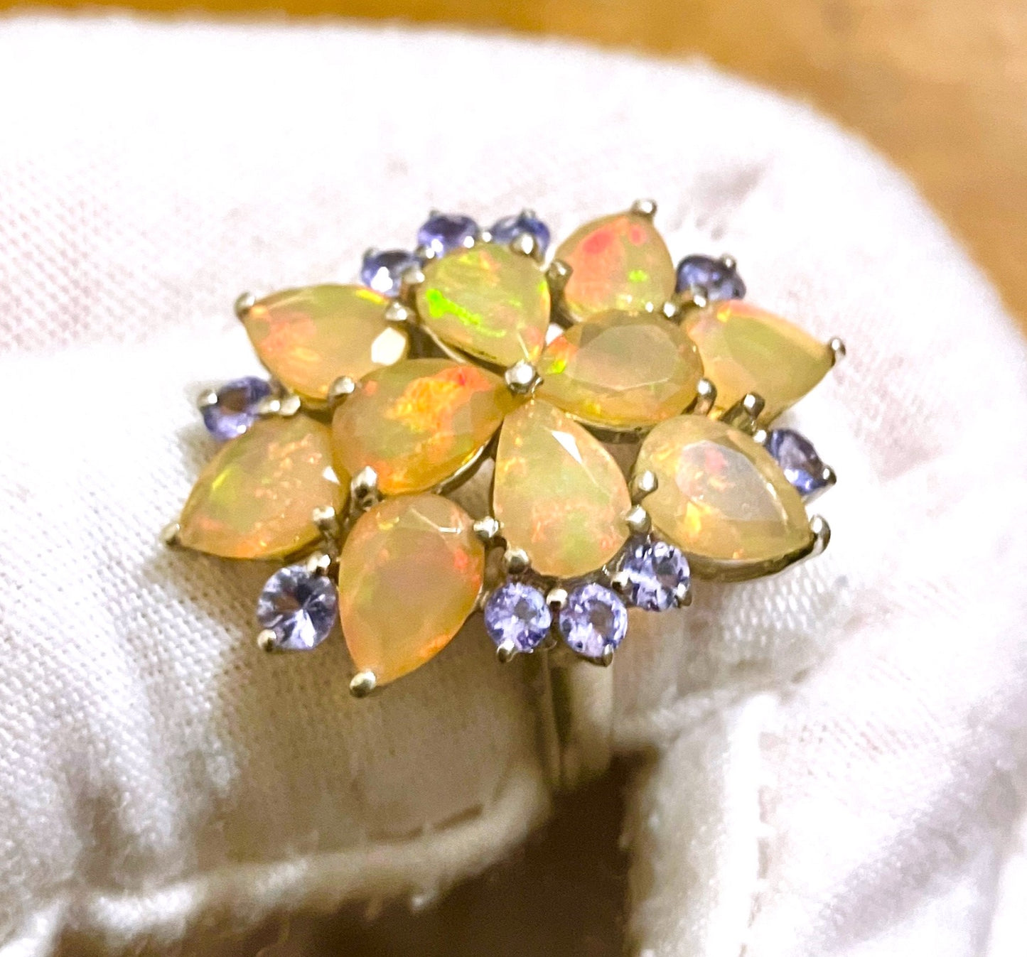 Pear Cut Fire Opal and Tanzanite Set