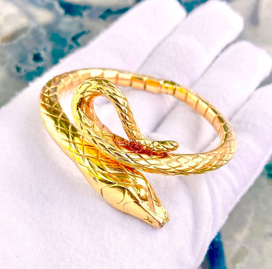 14k Gold Snake Bangle
