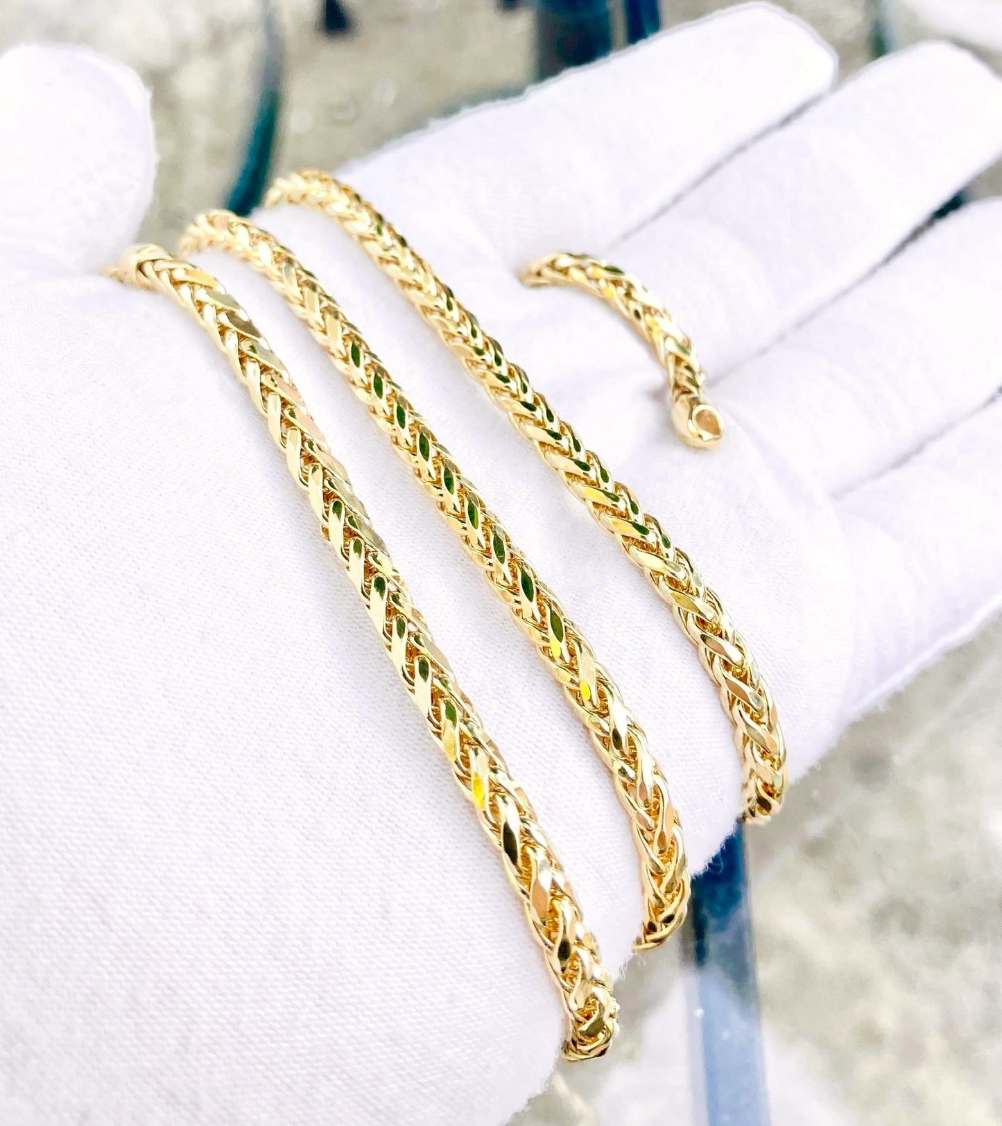 10k Gold Diamond Cut Wheat Chains (2 Sizes!)