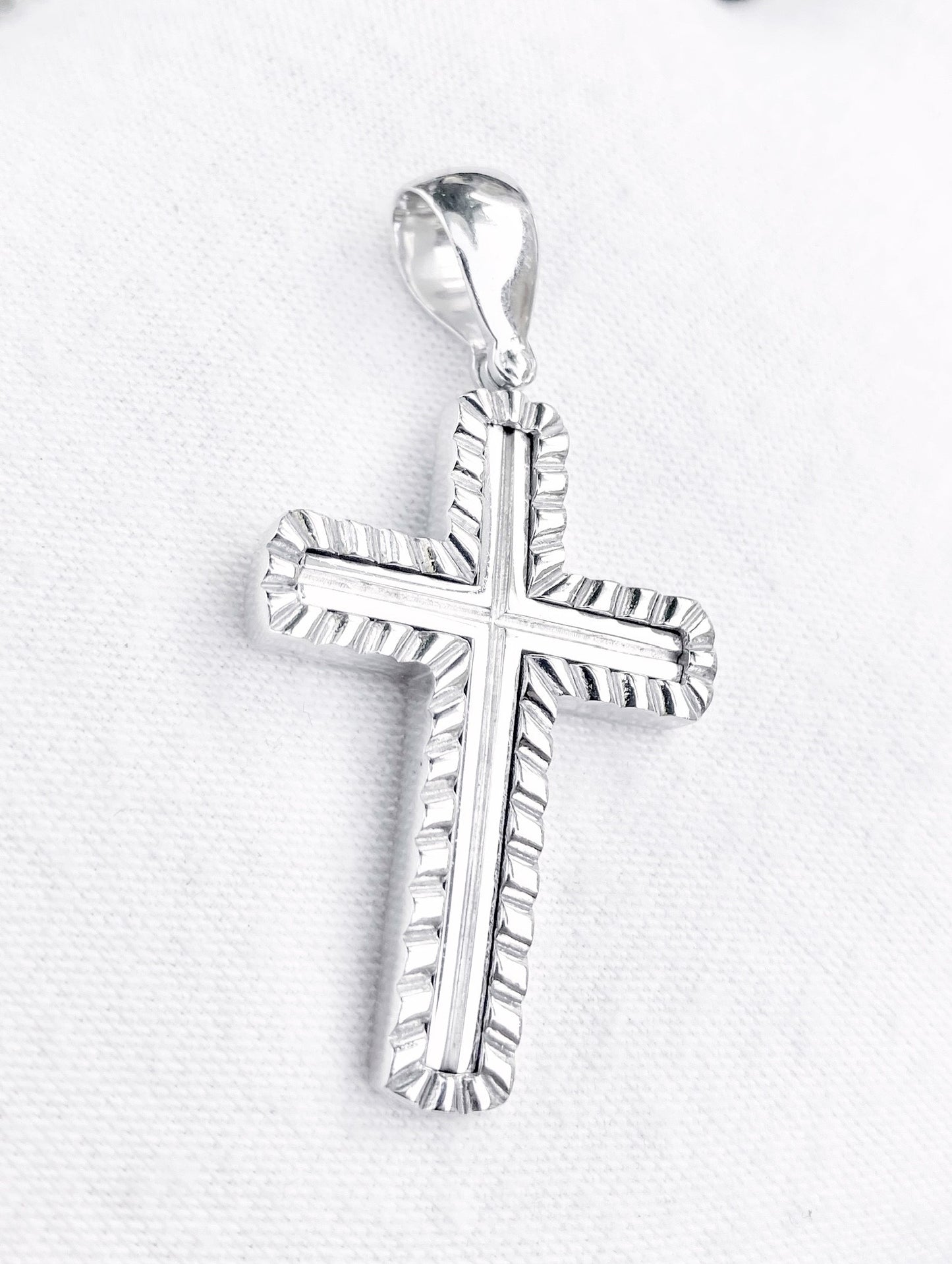 14k White Gold Cross