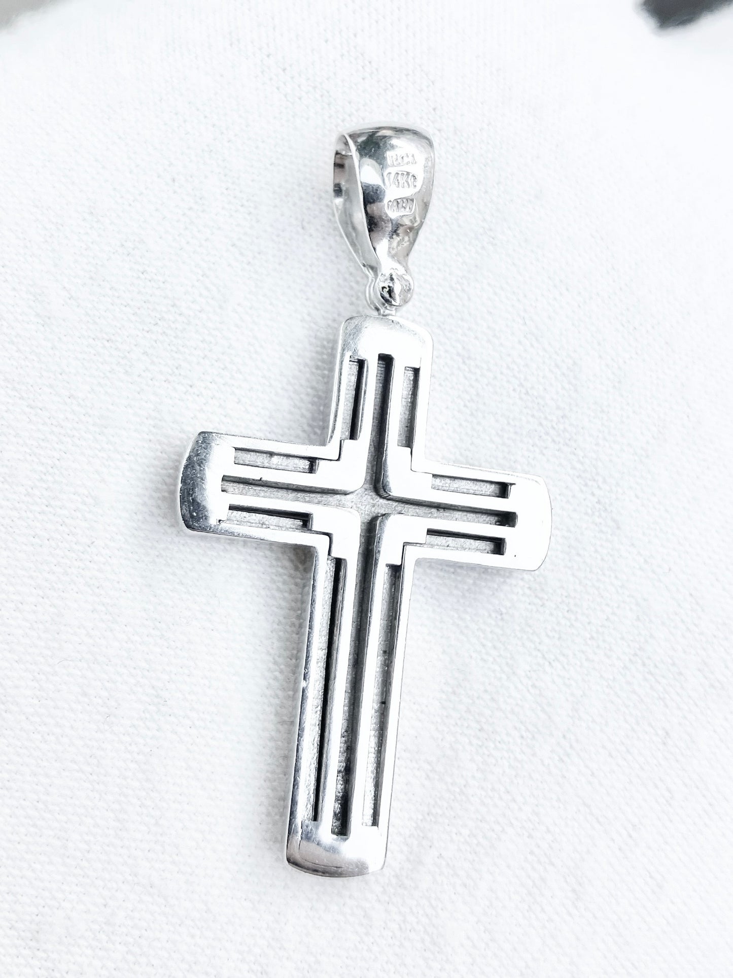 14k White Gold Cross