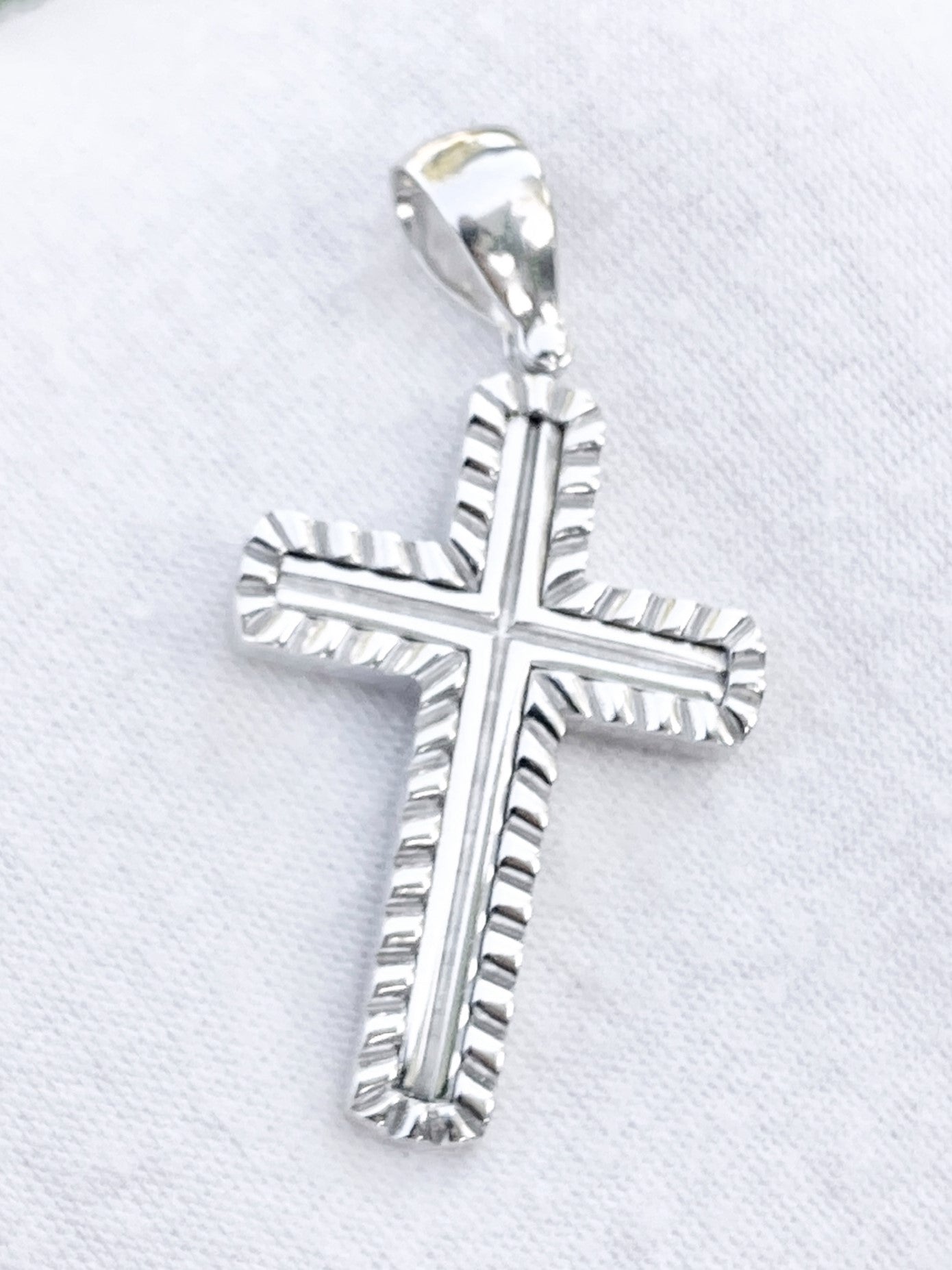 14k White Gold Cross