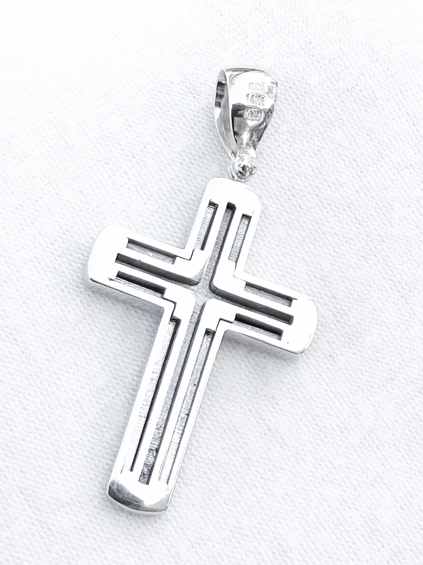 14k White Gold Cross