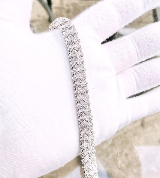 Diamond Chip W-Link Tennis Bracelet