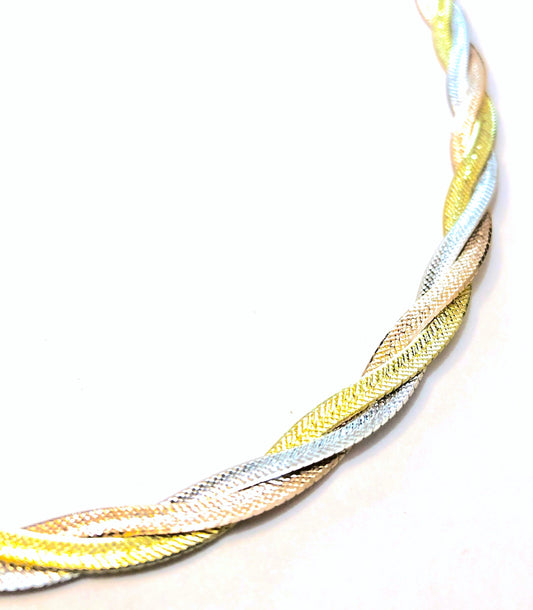 Tri-Color Diamond Cut Braided Herringbone Chains (2 Sizes!)