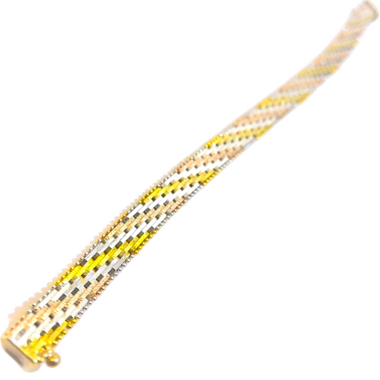 Gold Plated Tri-Color Bricked Bracelet