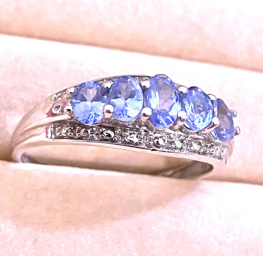 5 Stone Oval Cut Tanzanite Ring