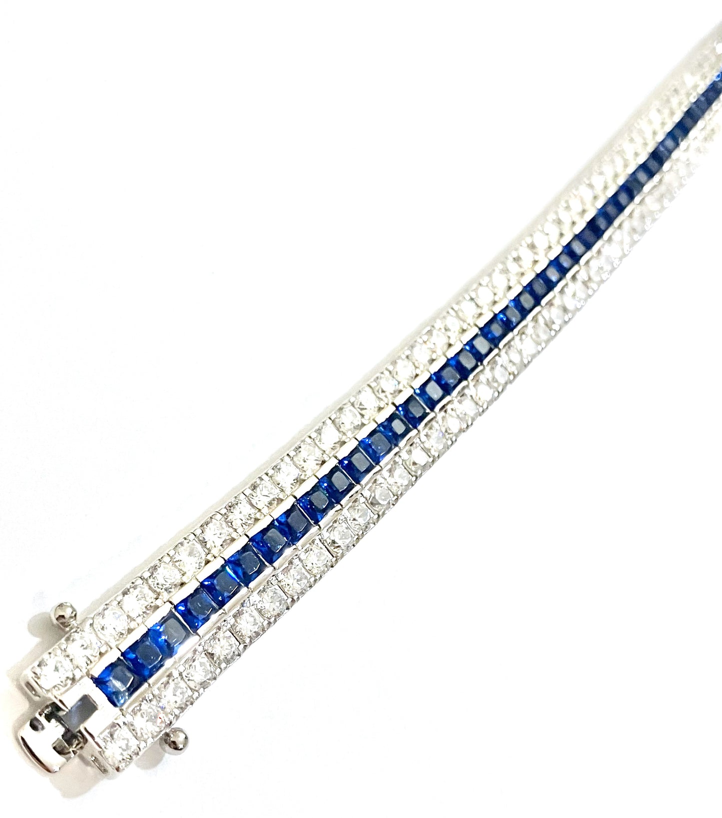 Tri-Row "Diamond" and "Sapphire" Tennis Bracelet