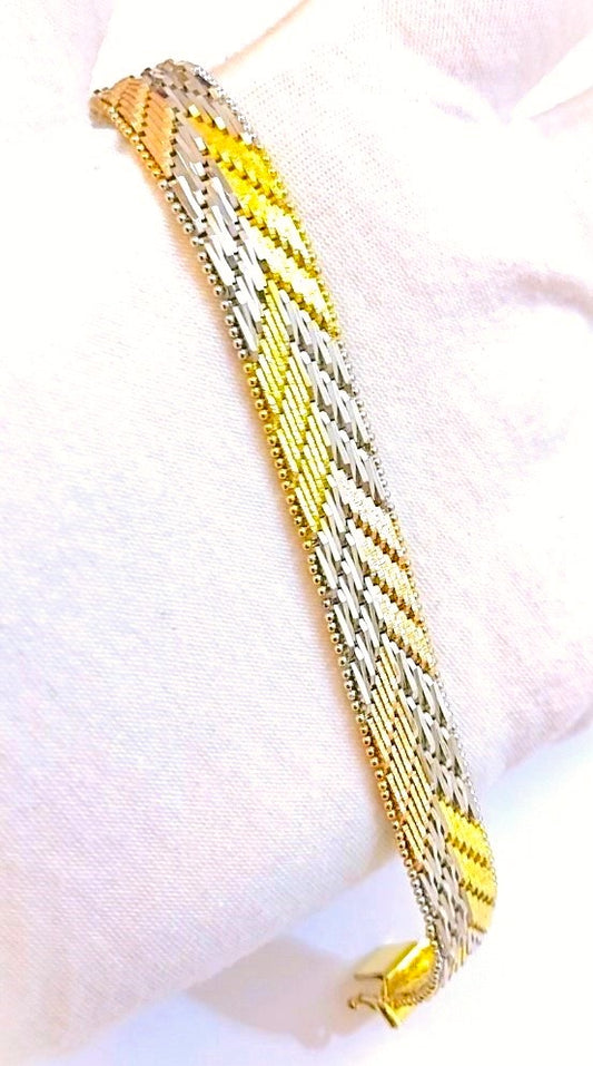 Gold Plated Tri-Color Bricked Arrow Bracelet