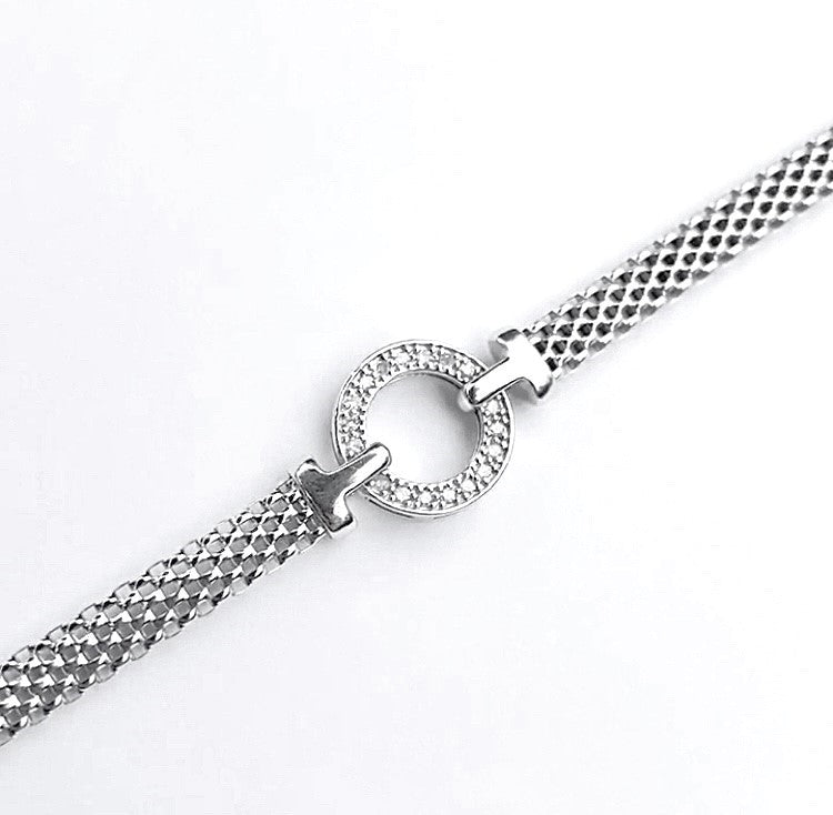 Mesh Chain with Diamond Halo Midpoint Set