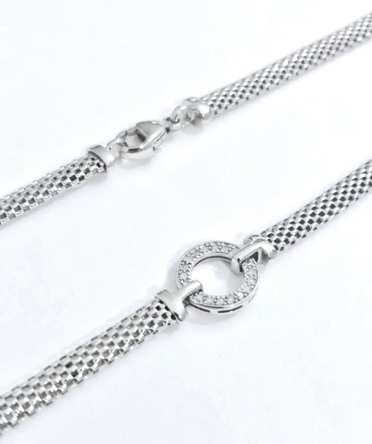 Mesh Chain with Diamond Halo Midpoint Set