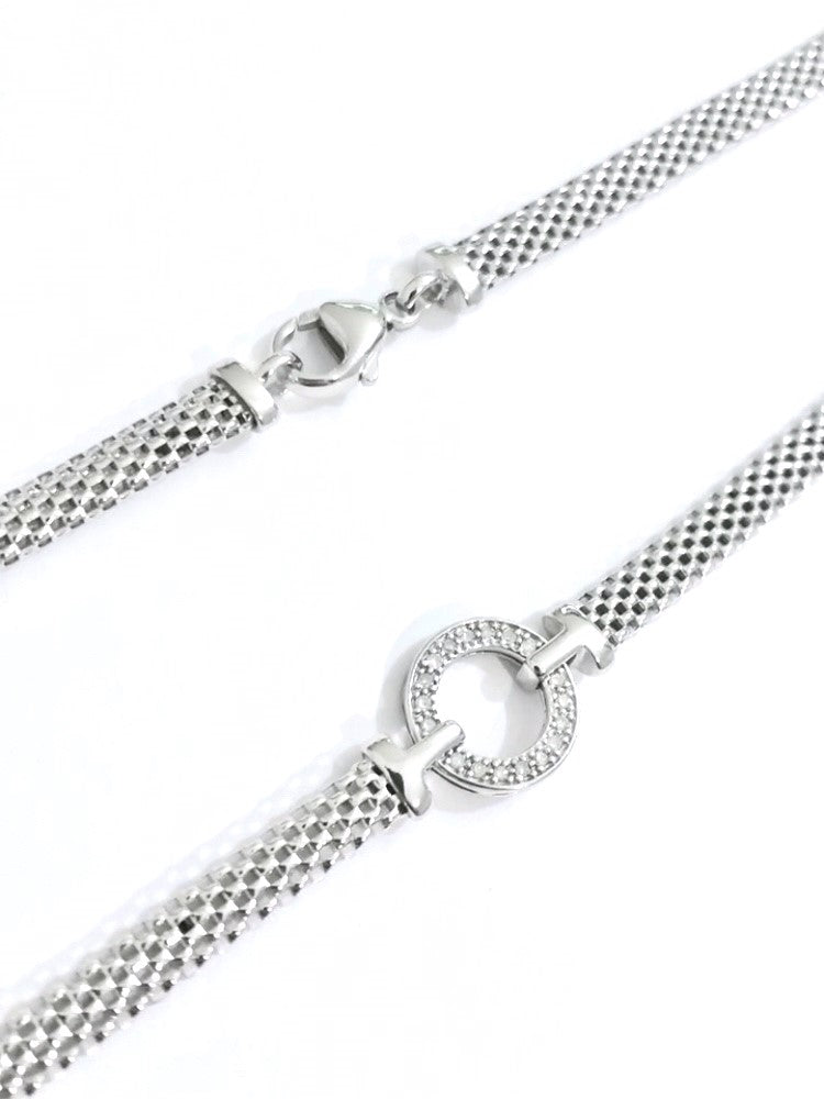 Mesh Chain with Diamond Halo Midpoint Set