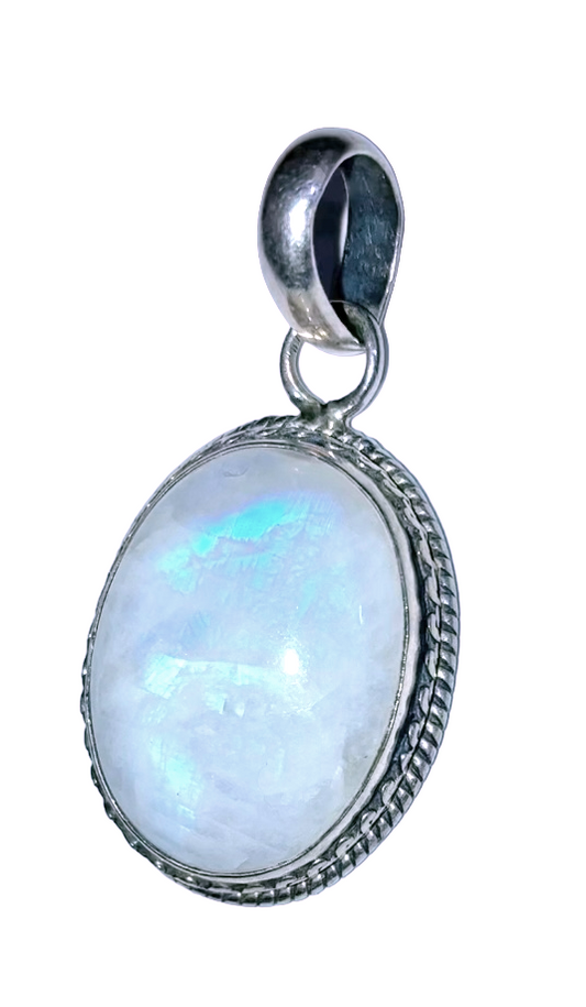 Oval Moonstone in Engraved Setting Pendant