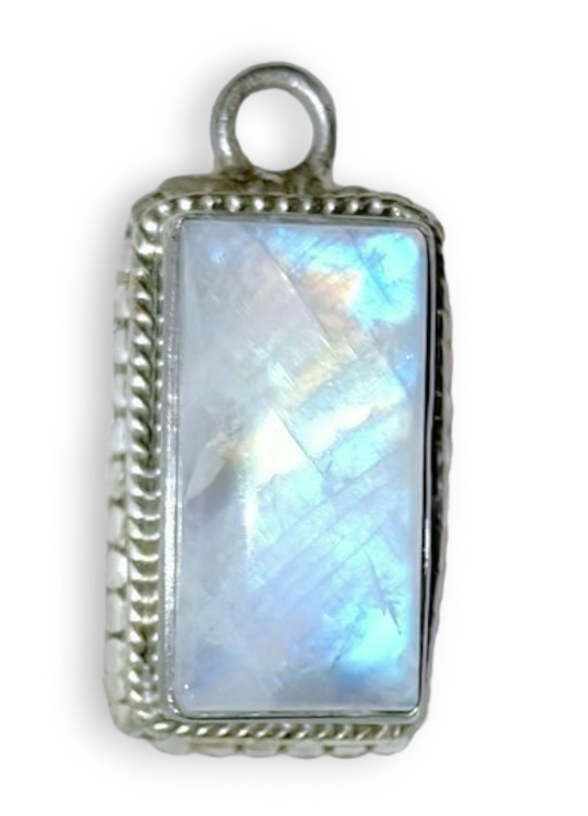 Rectangle Rainbow Moonstone Pendant