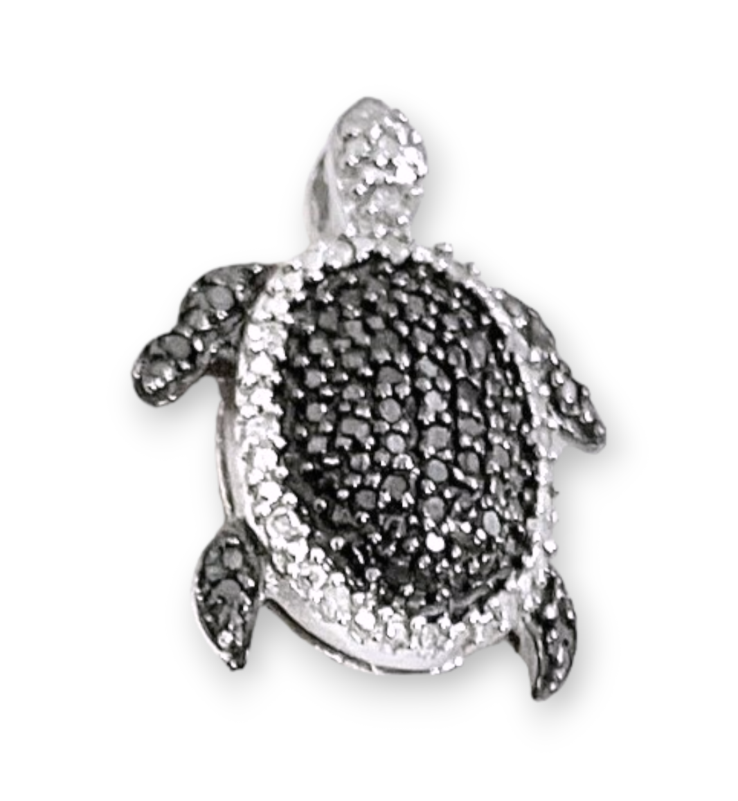 Colgante de tortuga de diamante blanco y negro