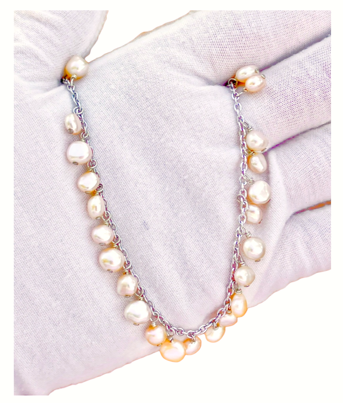 Pulsera de perlas de durazno suave