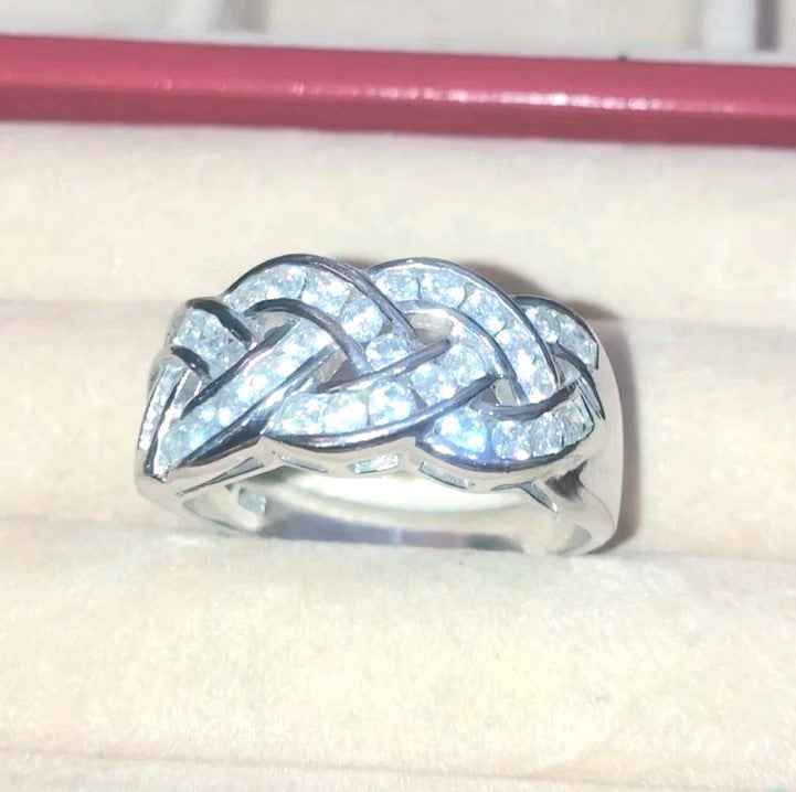 Channel Set Braided "Diamond" Ring