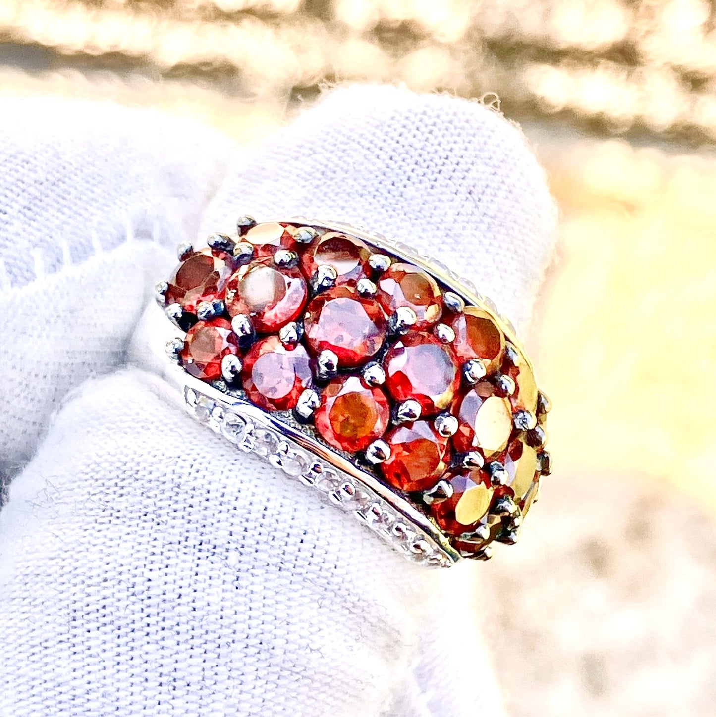 Pavé Garnets in Black Rhodium Setting with "Diamond" Accents Ring