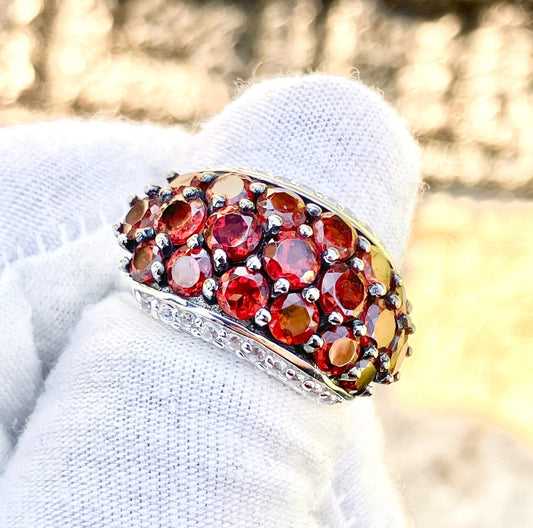 Pavé Garnets in Black Rhodium Setting with "Diamond" Accents Ring