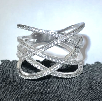 Channel Set Crisscross “Diamond” Ring