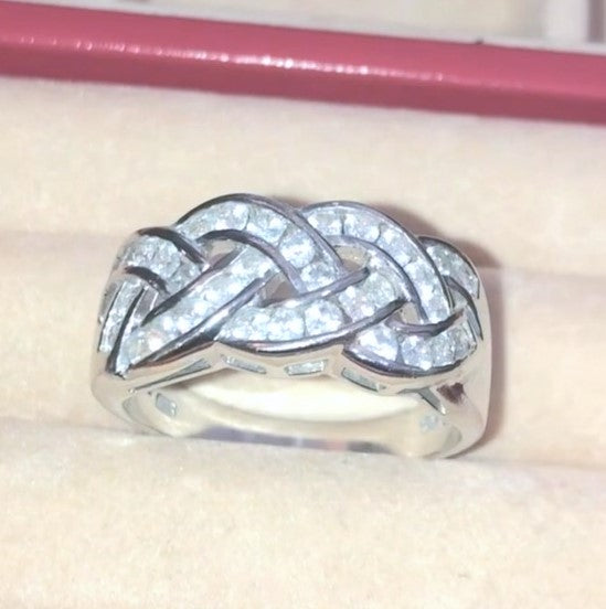 Channel Set Braided "Diamond" Ring