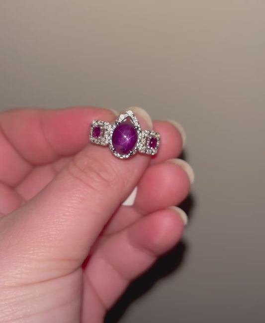 Star Ruby and Rhodolite Garnet Ring
